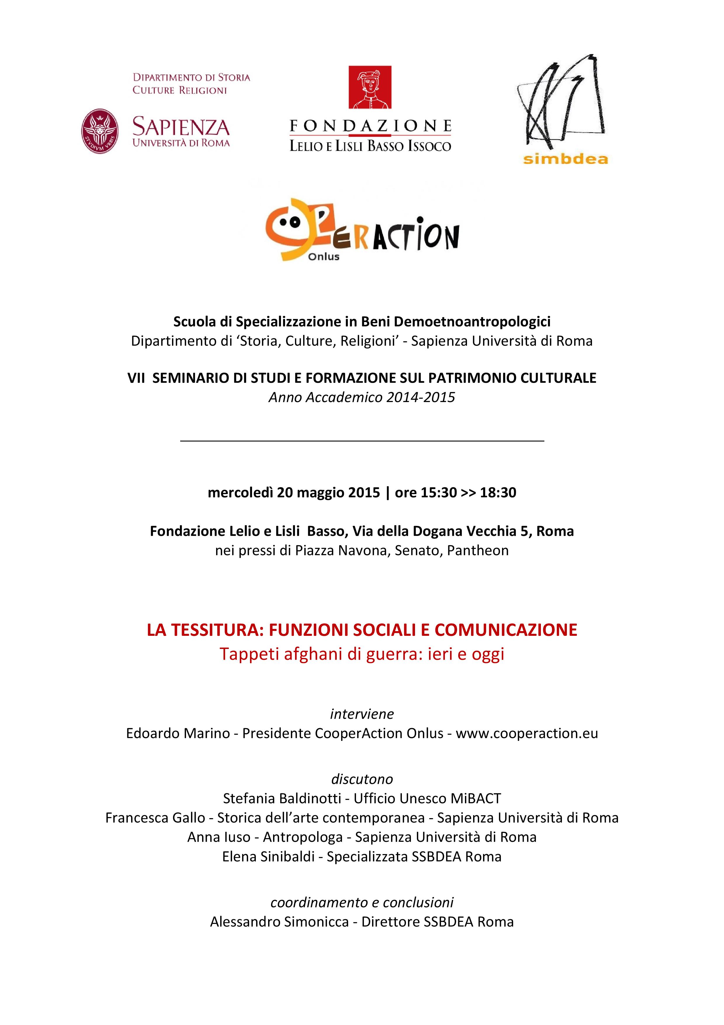 Locandina Fondazione Basso CooperAction La tessitura: funzioni sociali e comunicazione 20 maggio 2015